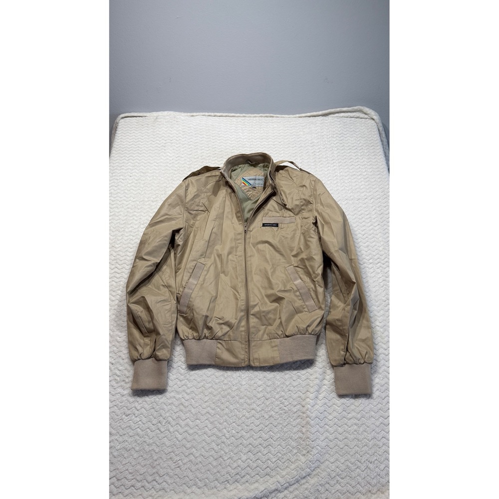 Members Only Mens Tan Khaki Racer Jacket Europe Craft Vintage 80s 34 xs